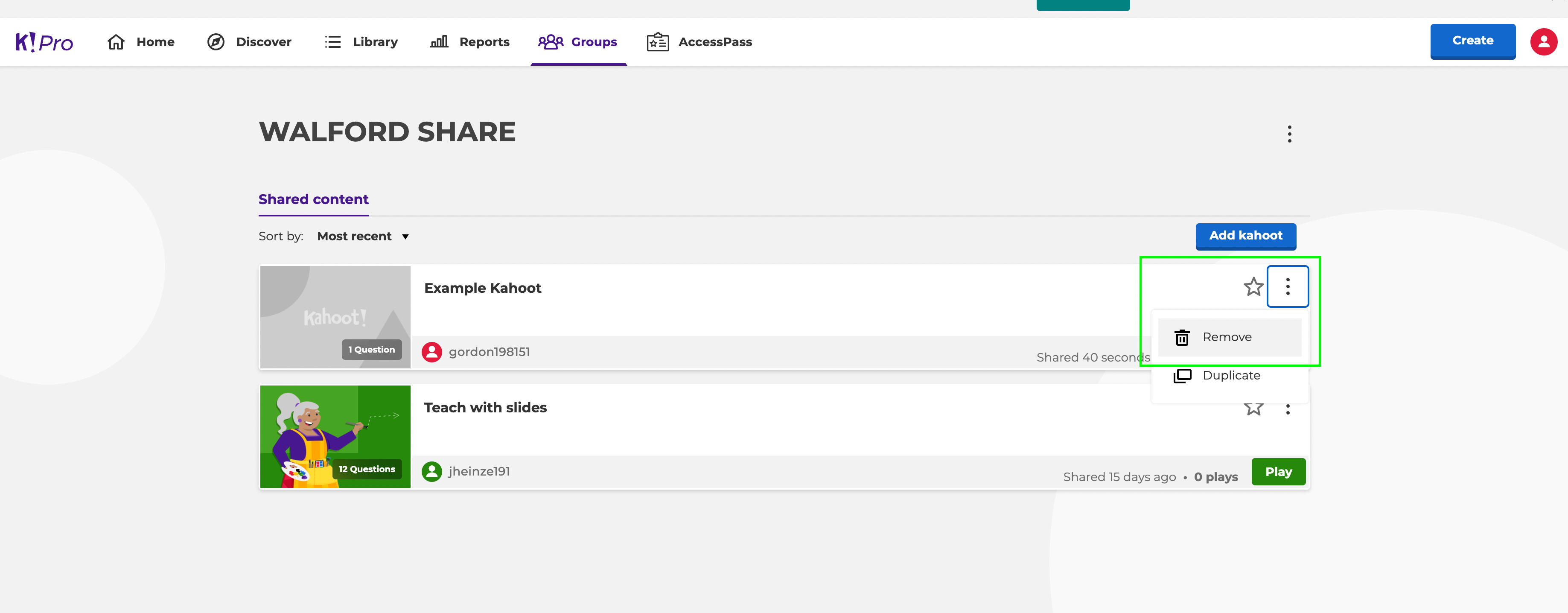 Setting up a Kahoot! for more than 100 people Walford Anglican School